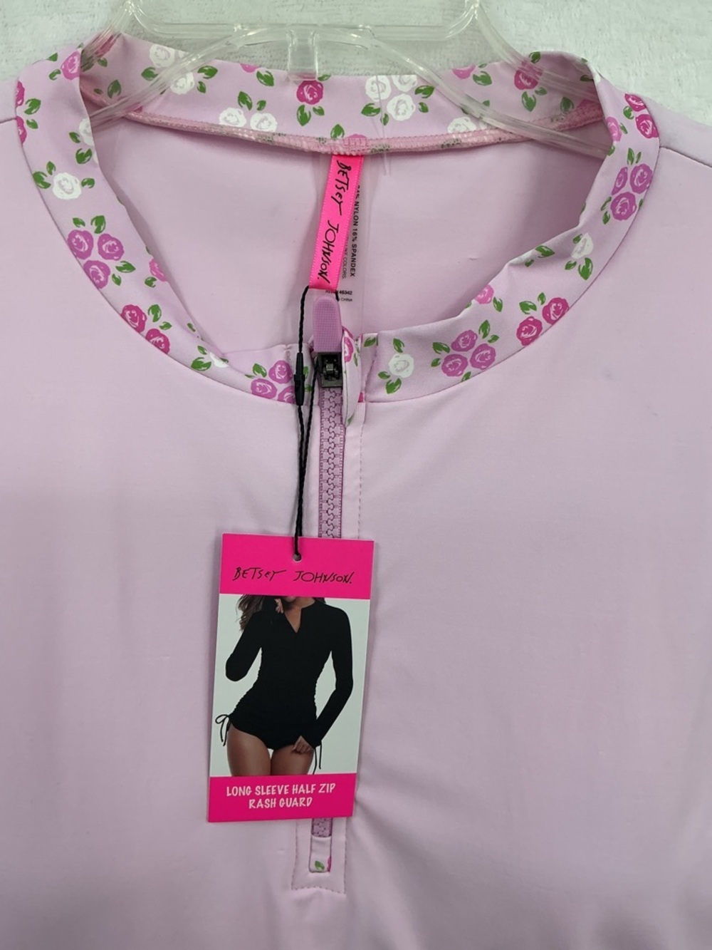 Betsey Johnson Light Pink Long-Sleeve Floral Sleeve Swim  811 Coverup - Picture 3 of 8